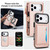 iPhone 17 Pro Multifunctional Wallet Detachable Leather Phone Case with Lanyard - Rose Gold