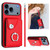 iPhone 17 Pro Organ Card Bag Ring Holder PU Phone Case with Lanyard - Red