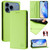 iPhone 17 Pro RC01 Dual-Folded Magnetic Suction RFID Leather Phone Case - Grass Green