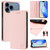 iPhone 17 Pro RC01 Dual-Folded Magnetic Suction RFID Leather Phone Case - Pink