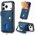iPhone 17 Pro Retro Card Wallet Fold Leather Phone Case with Strap - Blue