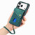 iPhone 17 Pro Retro Card Wallet Fold Leather Phone Case with Strap - Green