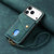 iPhone 17 Pro Retro Card Wallet Fold Leather Phone Case with Strap - Green