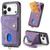 iPhone 17 Pro Retro Card Wallet Fold Leather Phone Case with Strap - Purple