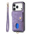 iPhone 17 Pro Retro Card Wallet Fold Leather Phone Case with Strap - Purple