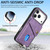 iPhone 17 Pro Retro Card Wallet Fold Leather Phone Case with Strap - Purple