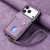 iPhone 17 Pro Retro Card Wallet Fold Leather Phone Case with Strap - Purple