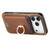 iPhone 17 Pro Retro Cross Leather Card Bag MagSafe Phone Case - Brown