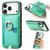 iPhone 17 Pro Retro Cross Leather Ring Side Insert Card Bag MagSafe Phone Case - Green