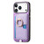 iPhone 17 Pro Retro Cross Leather Ring Side Insert Card Bag MagSafe Phone Case - Purple