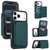 iPhone 17 Pro Retro Faux Leather Detachable Magnetic Wallet Bag RFID Blocking Phone Case - Green