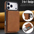 iPhone 17 Pro Retro Faux Leather Detachable Spring Loaded Card Bag Magnetic RFID Phone Case - Brown