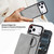 iPhone 17 Pro Retro Faux Leather Detachable Spring Loaded Card Bag Magnetic RFID Phone Case - Gray