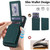 iPhone 17 Pro Retro Faux Leather Detachable Spring Loaded Card Bag Magnetic RFID Phone Case - Green