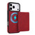 iPhone 17 Pro Retro Faux Leather Detachable Spring Loaded Card Bag Magnetic RFID Phone Case - Red