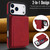iPhone 17 Pro Retro Faux Leather Detachable Spring Loaded Card Bag Magnetic RFID Phone Case - Red