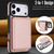 iPhone 17 Pro Retro Faux Leather Detachable Spring Loaded Card Bag Magnetic RFID Phone Case - Rose Gold