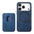 iPhone 17 Pro Retro Leather Card Bag Magnetic Phone Case - Blue