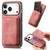iPhone 17 Pro Retro Leather Card Bag Magnetic Phone Case - Pink