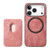 iPhone 17 Pro Retro Leather Card Bag Magnetic Phone Case - Pink