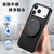iPhone 17 Pro Retro Leather Rotation Round Holder Phone Case - Black