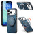iPhone 17 Pro Retro Leather Rotation Round Holder Phone Case - Blue