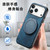 iPhone 17 Pro Retro Leather Rotation Round Holder Phone Case - Blue