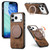 iPhone 17 Pro Retro Leather Rotation Round Holder Phone Case - Brown
