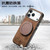 iPhone 17 Pro Retro Leather Rotation Round Holder Phone Case - Brown