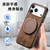 iPhone 17 Pro Retro Leather Rotation Round Holder Phone Case - Brown