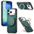iPhone 17 Pro Retro Leather Rotation Round Holder Phone Case - Green