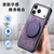 iPhone 17 Pro Retro Leather Rotation Round Holder Phone Case - Purple