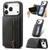 iPhone 17 Pro Retro Leather Zipper Wallet Back Phone Case - Black