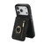 iPhone 17 Pro Retro Ring and Zipper RFID Card Slot Phone Case - Black