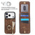 iPhone 17 Pro Retro Ring and Zipper RFID Card Slot Phone Case - Brown