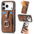 iPhone 17 Pro Retro Skin-feel Ring Card Wallet Phone Case - Brown