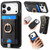 iPhone 17 Pro Retro Splitable Magnetic Card Bag Leather Phone Case - Black