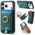 iPhone 17 Pro Retro Splitable Magnetic Card Bag Leather Phone Case - Green