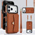 iPhone 17 Pro RFID Card Slot Phone Case with Long Lanyard - Brown