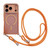 iPhone 17 Pro Rhinestone Clear Acrylic Electroplated Magnetic Phone Case with Neck Lanyard - Orange