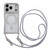 iPhone 17 Pro Rhinestone Clear Acrylic Electroplated Magnetic Phone Case with Neck Lanyard - Silver