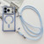 iPhone 17 Pro Rhinestone Clear Acrylic Electroplated Magnetic Phone Case with Right-Side Crossbody Lanyard - Blue