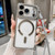 iPhone 17 Pro Rhinestone Clear Acrylic Electroplated Magnetic Phone Case with Right-Side Crossbody Lanyard - Silver