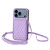 iPhone 17 Pro Rhombic Texture Card Bag RFID Phone Case with Long Lanyard - Light Purple