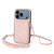 iPhone 17 Pro Rhombic Texture Card Bag RFID Phone Case with Long Lanyard - Rose Gold