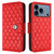 iPhone 17 Pro Rhombic Texture Flip Leather Phone Case with Lanyard - Red