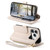 iPhone 17 Pro Rhombic Texture Zipper Wallet Metal Bow-knot Vegan Leather Phone Case with Strap - Beige