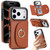 iPhone 17 Pro Ring Holder Card Bag Skin Feel Phone Case - Brown