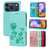 iPhone 17 Pro Rose Embossed Flip PU Leather Phone Case - Green