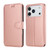 iPhone 17 Pro Shockproof PU + TPU Leather Phone Case - Rose Gold